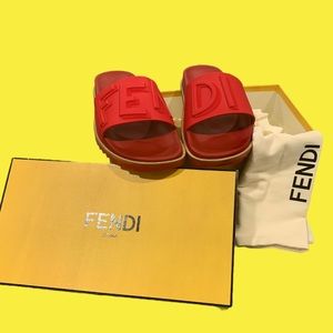 Men’s Fendi Slides, Size 35, Color: Red